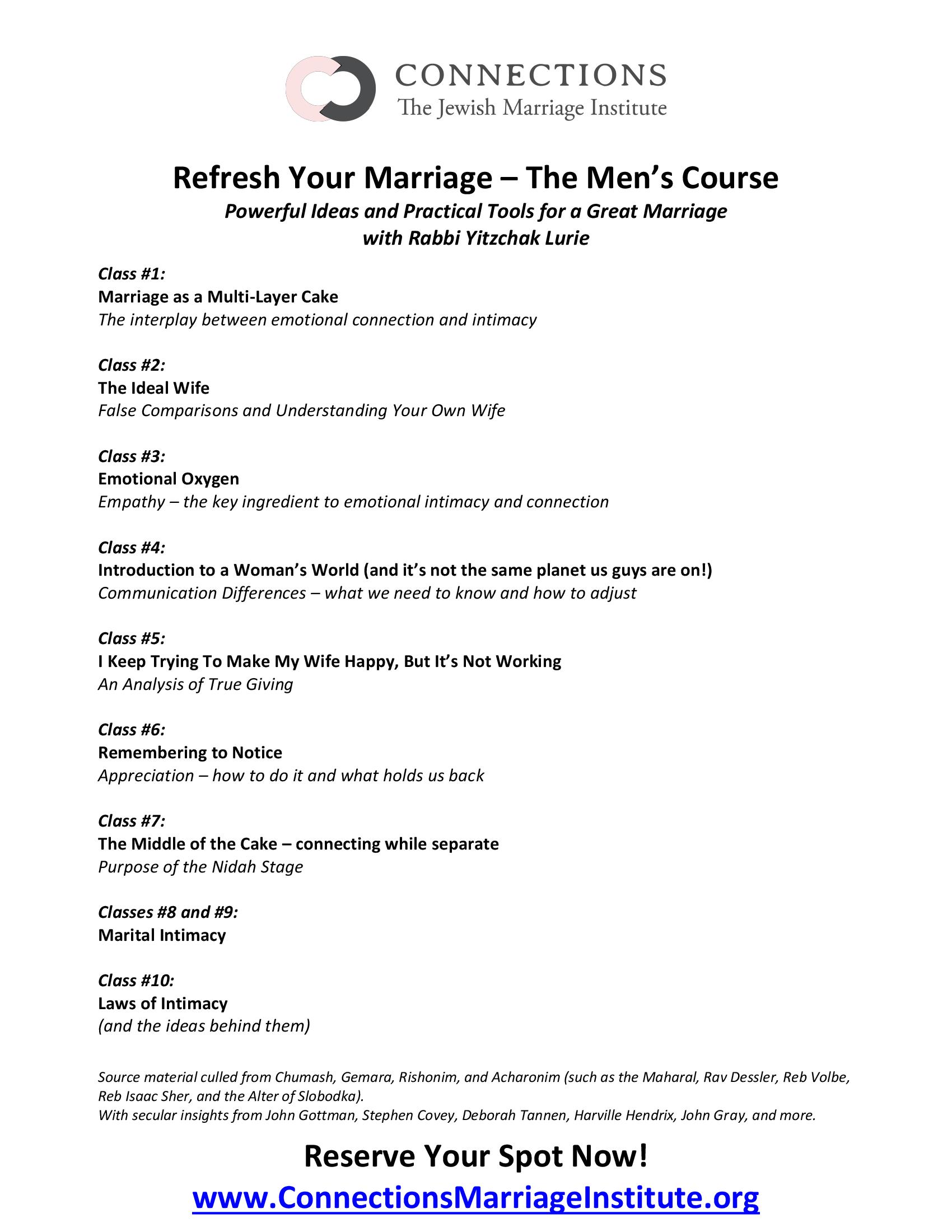 Click here for men's course outline!