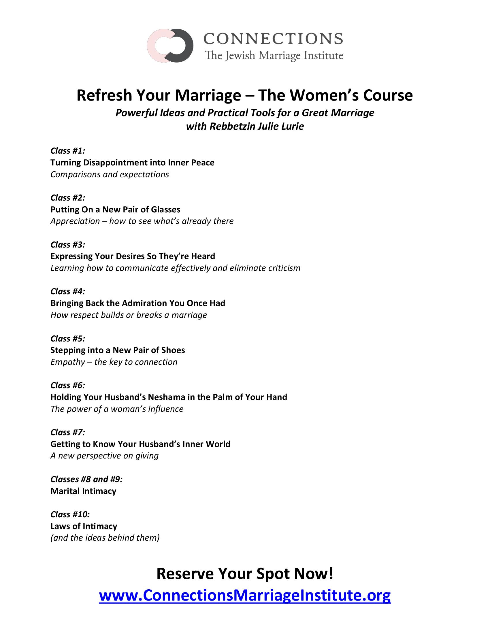 Click here for women's course outline!